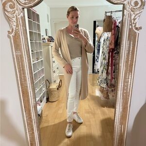 Mango Long Cardigan Beige